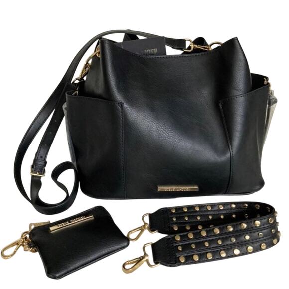 Steve Madden* Beautiful Classic Black GIGI Knit Textured 2pc Coin Case - Picture 1 of 7